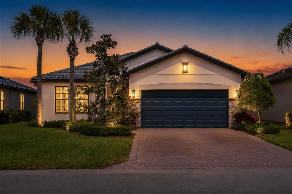 Tropical backyard pool oasis at 348 SE Courances Drive, Veranda Gardens Port St. Lucie